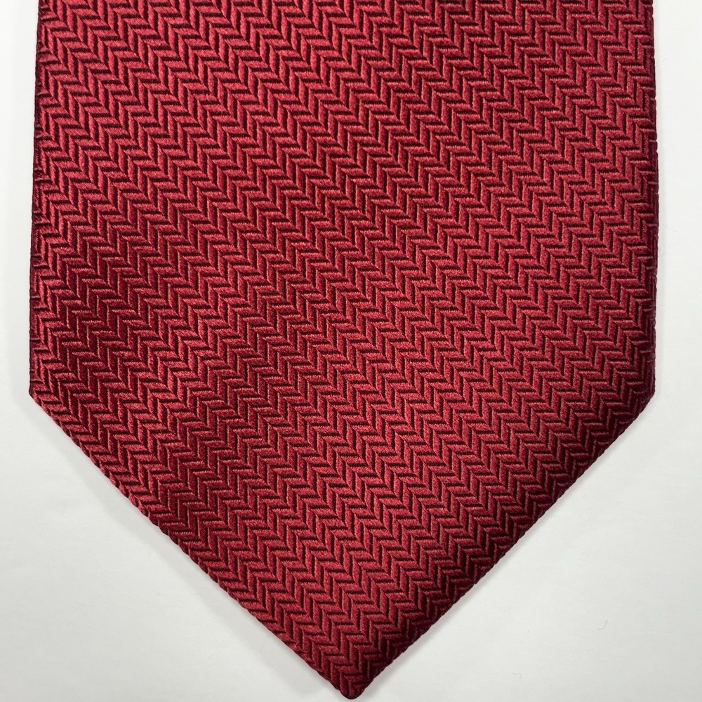 Vintage Brooks Brothers Tie Crimson Red Silk Herringbone Preppy Old Money 90s